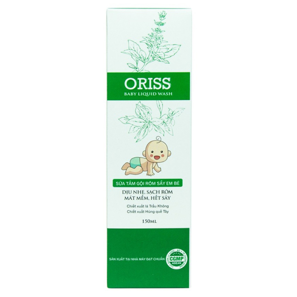 Sữa tắm gội Oriss lá trầu không dịu nhẹ, sạch rôm sảy cho bé chai 150ml