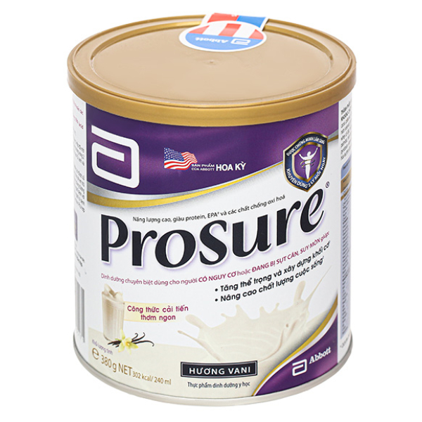 Sữa bột Prosure bổ sung dinh dưỡng cho người sụt cân do bệnh hương vani lon 380g