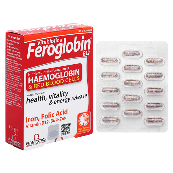 Vitabiotics Feroglobin B12 hỗ trợ tăng khả năng tạo máu hộp 30 viên