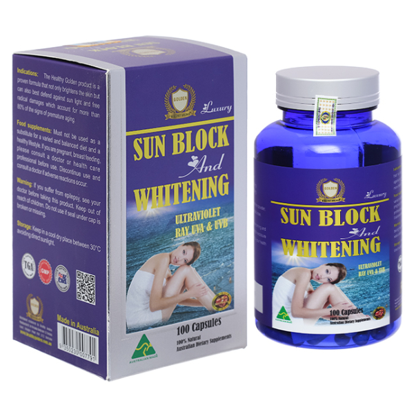 Nature's Gold Sunblock and Whitening Skin làm sáng da hộp 100 viên