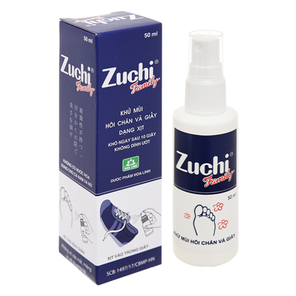 Xịt Zuchi Family khử mùi hôi chân và giày chai 50ml