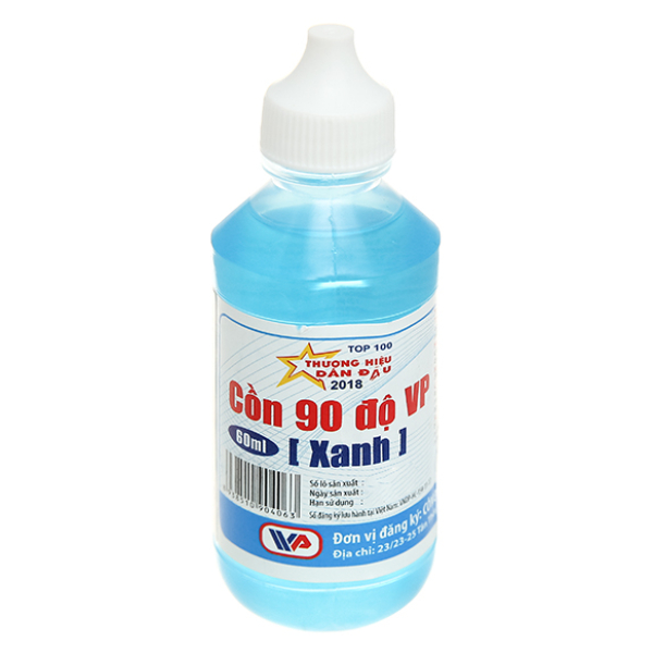 Cồn 90 độ Xanh VP sát khuẩn bề mặt chai 60ml