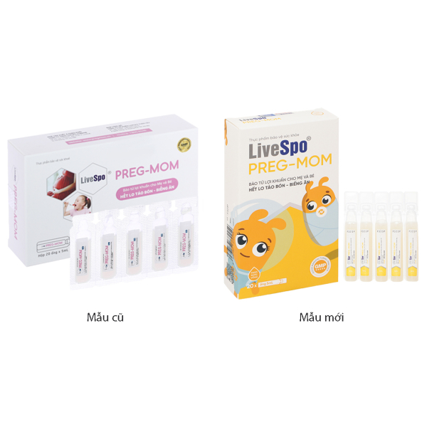 Men vi sinh LiveSpo Preg-Mom bổ sung lợi khuẩn mẹ và bé hộp 20 ống x 5ml