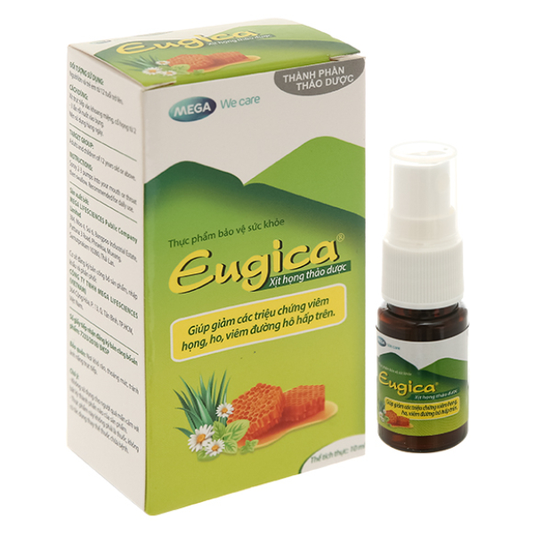 Xịt họng thảo dược Eugica hỗ trợ giảm ho, đau rát họng chai 10ml