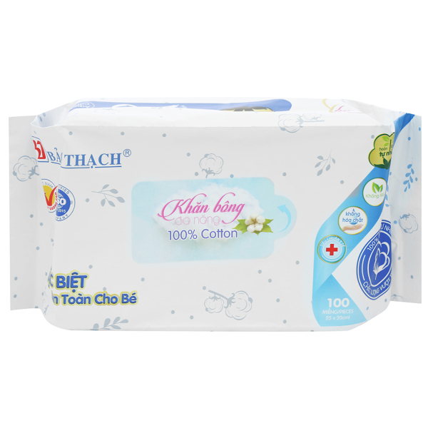 Khăn bông Bảo Thạch an toàn cho bé gói 100 miếng