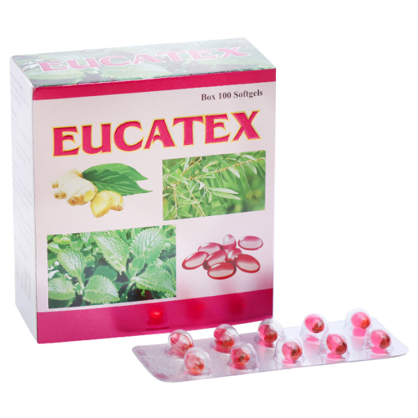Eucatex hồng hỗ trợ giảm ho, đau rát họng hộp 100 viên