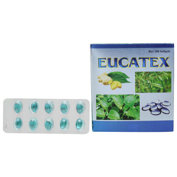 Eucatex tím hỗ trợ giảm ho, đau rát họng hộp 100 viên