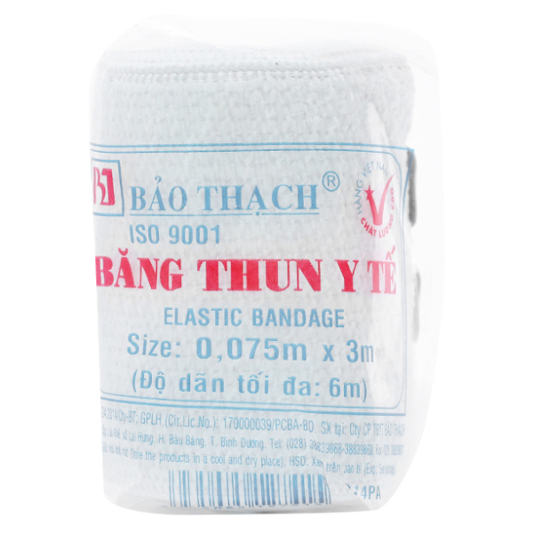 Băng thun y tế 2 móc Bảo Thạch (0.075m x 3m)
