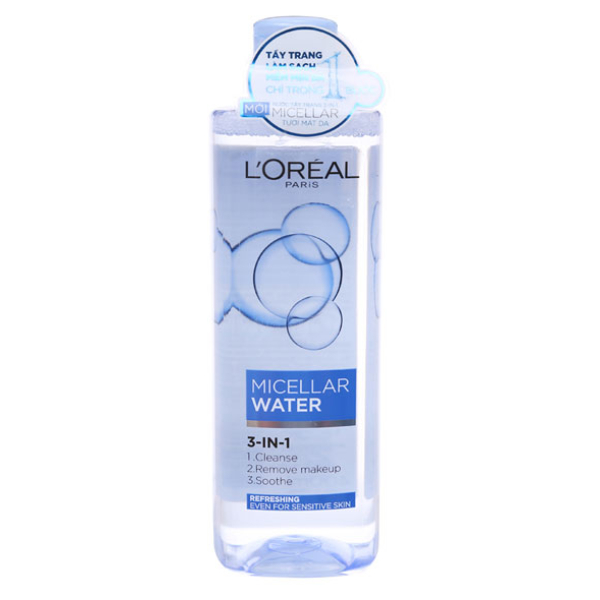 Nước tẩy trang L'Oréal Micellar Water 3 in 1 tươi mát cho da hỗn hợp, da dầu chai 400ml