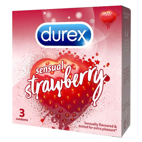 Bao cao su Durex Sensual hương dâu 52mm hộp 3 cái