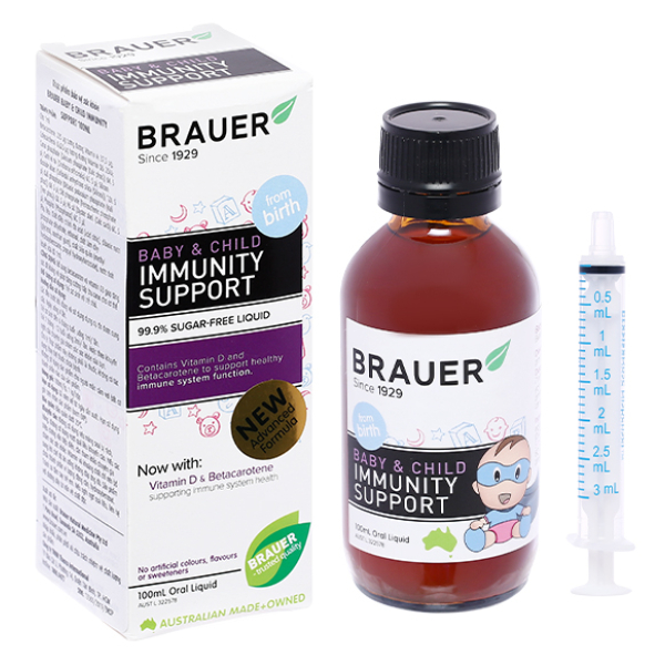 Siro Brauer Immunity Support tăng đề kháng cho trẻ sơ sinh chai 100ml