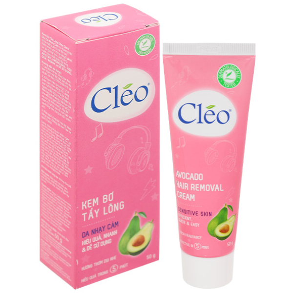Kem tẩy lông Cléo Avocado Hair Removal Cream cho da nhạy cảm tuýp 50g