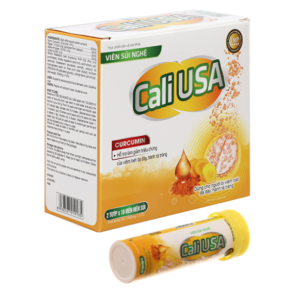Viên sủi nghệ Cali USA hỗ trợ giảm viêm loét dạ dày hộp 2 tuýp x 10 viên