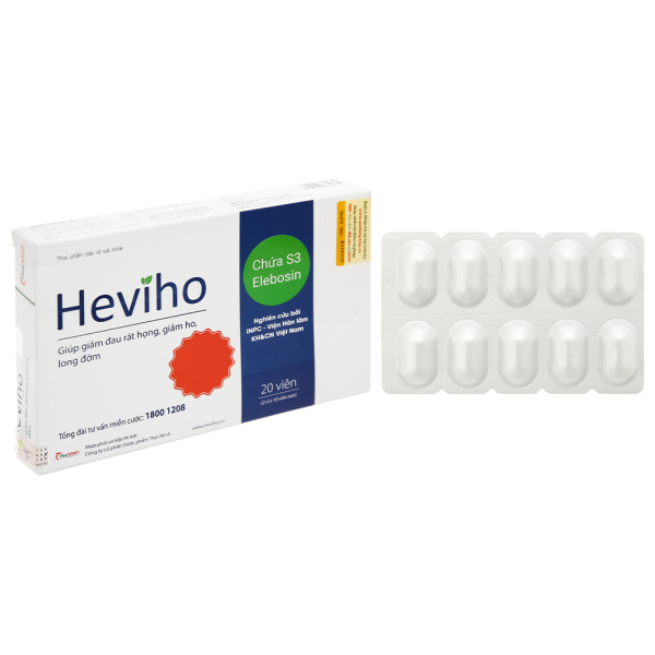 Heviho hỗ trợ giảm ho, đau rát họng hộp 20 viên