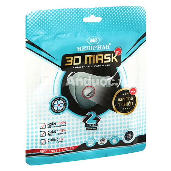 Khẩu trang y tế Mebiphar 3D Mask Pro màu trắng gói 1 cái