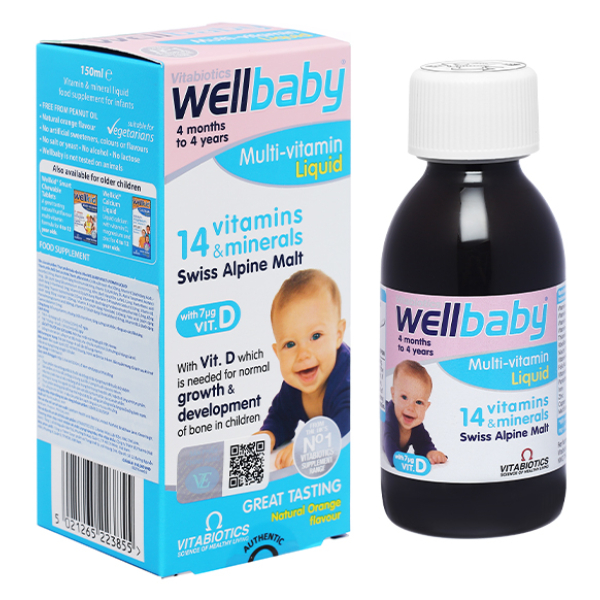 Siro Vitabiotics Wellbaby bổ sung vitamin cho bé chai 150ml