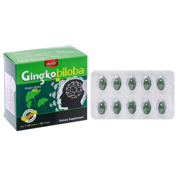 USmart Gingko Biloba lưu thông máu, cải thiện trí nhớ hộp 100 viên