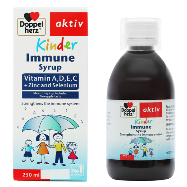 Siro Doppelherz Aktiv Kinder Immune hỗ trợ tăng cường đề kháng chai 250ml