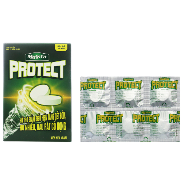 Viên ngậm MyVita Protect hỗ trợ giảm đau họng hộp 30 viên
