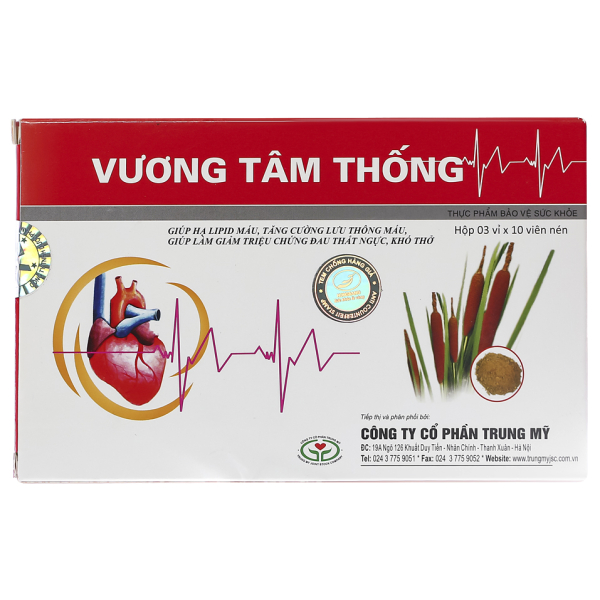 Vương Tâm Thống hỗ trợ tim mạch hộp 30 viên