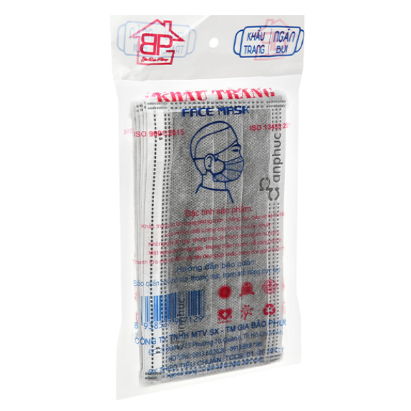 Khẩu trang y tế An Phúc 4 lớp màu xám gói 10 cái