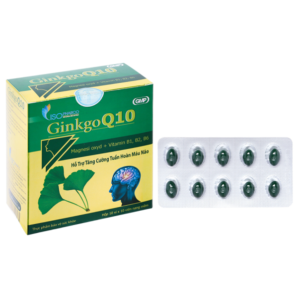 IsoPharco Ginkgo Q10 tăng cường tuần hoàn máu não hộp 100 viên