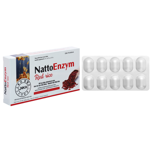 NattoEnzym Red Rice hỗ trợ giảm cholesterol, ngừa đột quỵ hộp 20 viên