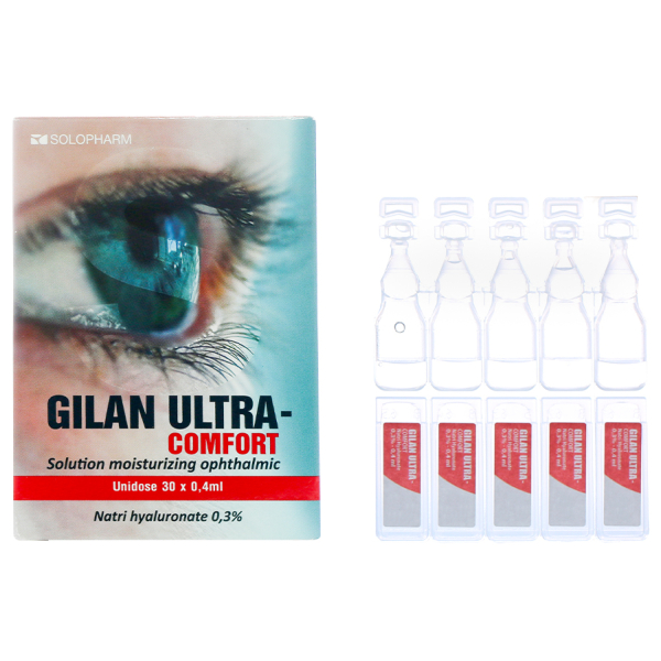 Dung dịch nhỏ mắt, mũi Gilan Ultra - Comfort giảm khô mắt (30 ống x 0.4ml)