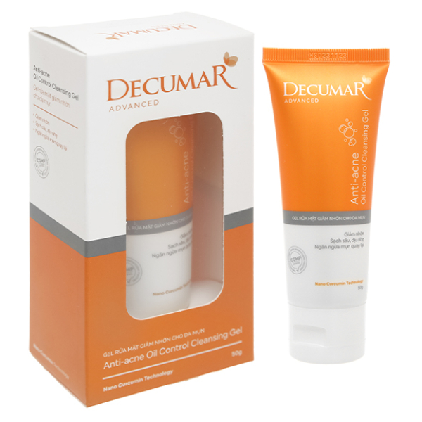 Gel rửa mặt Decumar Anti-acne Oil Control giảm nhờn cho da mụn tuýp 50g