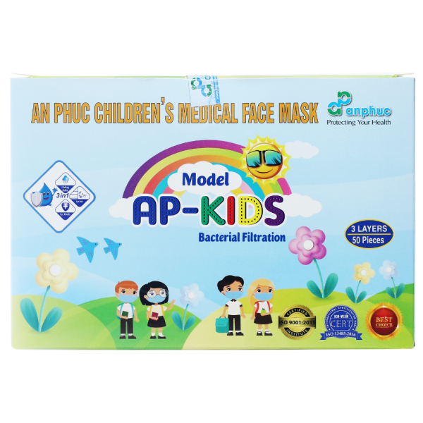 Khẩu trang y tế trẻ em An Phúc 3 lớp có họa tiết hộp 50 cái