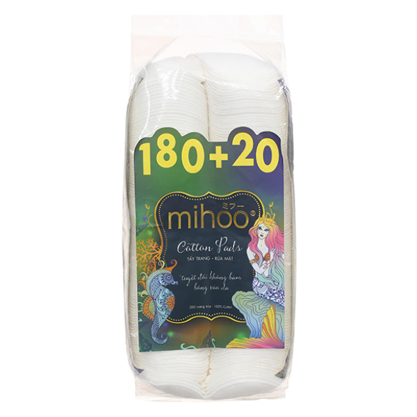 Bông tẩy trang Mihoo mềm mịn dạng tròn gói 200 miếng