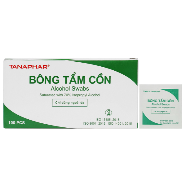 Bông tẩm cồn Tanaphar hộp 100 miếng