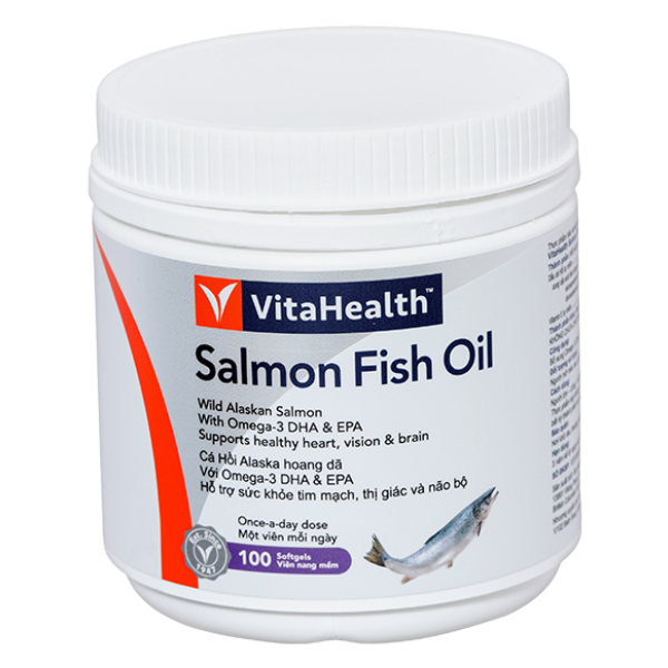 Dầu cá VitaHealth Salmon Fish Oil bổ mắt, ngừa xơ vữa động mạch hộp 100 viên