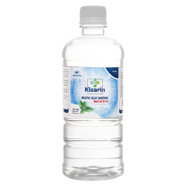 Nước muối súc miệng Klearin Nacl 0.9% bạc hà 550ml chai 550 ml