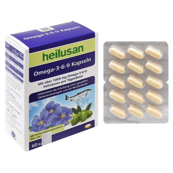 Dầu cá Heilusan Omega-3-6-9 Kapseln hỗ trợ giảm mỡ máu hộp 60 viên