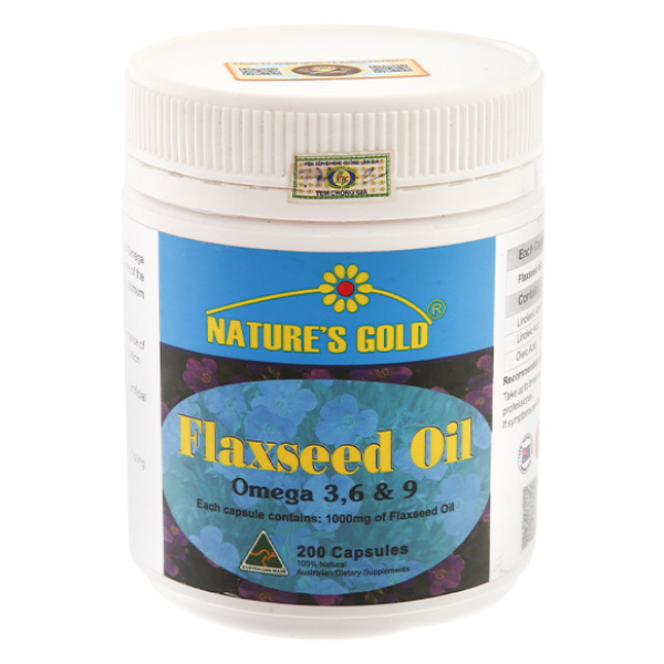 Nature's Gold Flaxseed Oil giảm mỡ máu, bổ mắt chai 200 viên