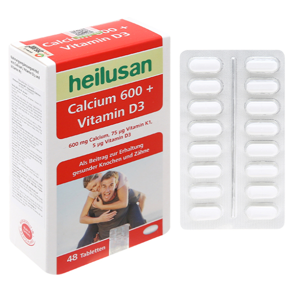 Heilusan Calcium 600 +Vitamin D3 giúp ngừa loãng xương hộp 48 viên