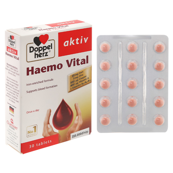 Doppelherz Aktiv Haemo Vital bổ sung sắt hộp 30 viên