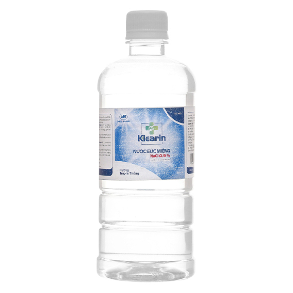 Nước muối súc miệng Klearin Nacl 0.9% truyền thống sạch khoang miệng chai 550ml