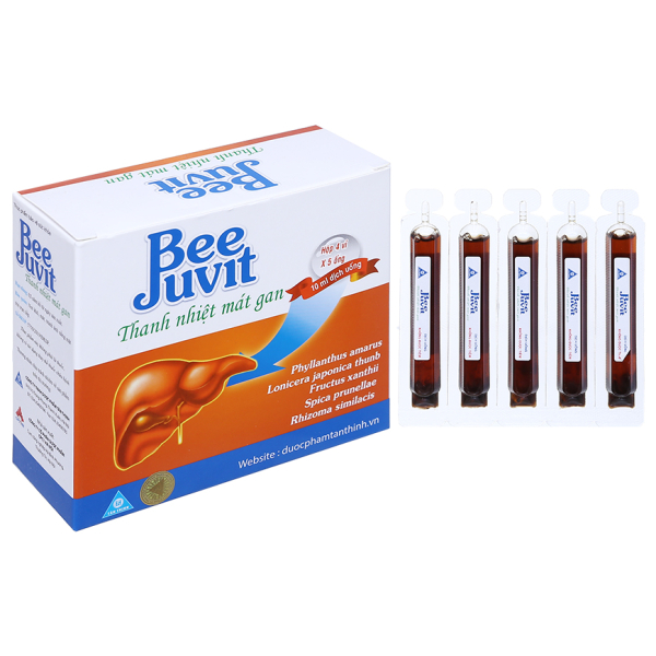 Dịch uống Beejuvit thanh nhiệt mát gan hỗ trợ giải độc gan hộp 20 ống x 10ml