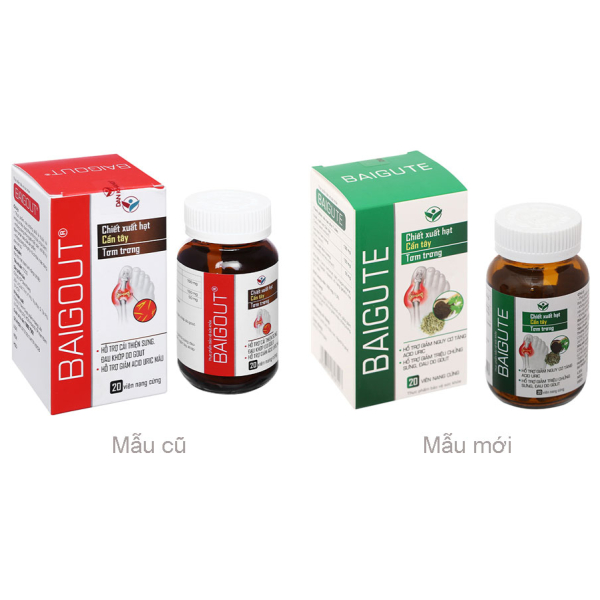 Baigute hỗ trợ cải thiện triệu chứng sưng, đau khớp do gout hộp 20 viên
