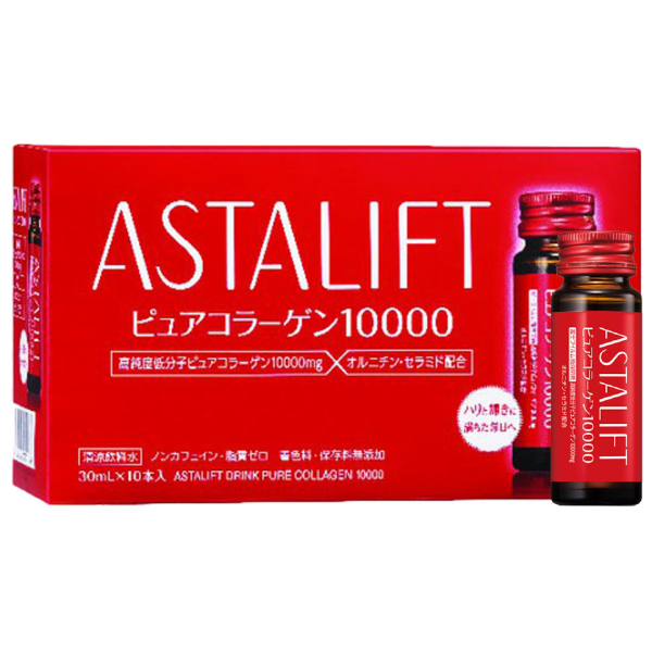 Nước uống Astalift Drink Pure Collagen 10000 làm đẹp da hộp 10 chai x 30ml