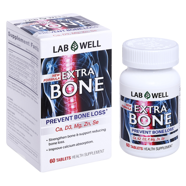 Lab Well Extra Bone bổ sung canxi và vitamin cho xương hộp 60 viên