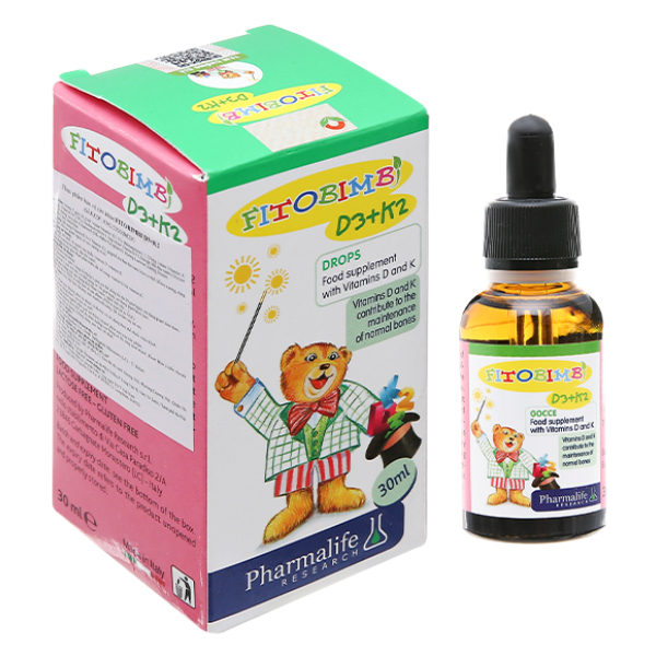 Siro Fitobimbi D3+K2 hỗ trợ hấp thu canxi cho bé chai 30ml