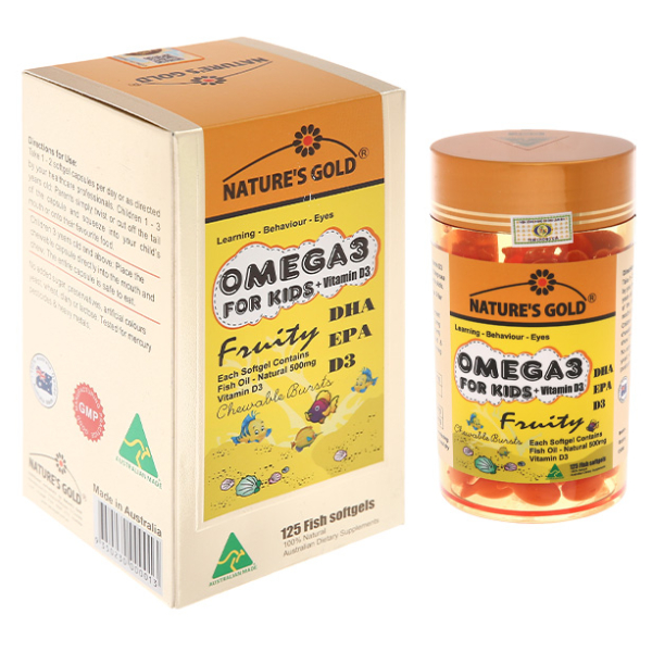 Dầu cá Nature's Gold Omega 3 cho bé khỏe, cao, thông minh hơn chai 125 viên