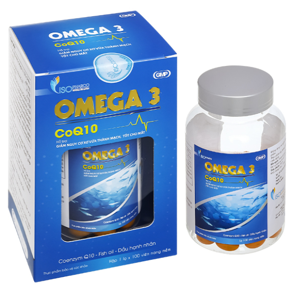 Dầu cá IsoPharco Omega 3 CoQ10 đẹp da, tốt cho mắt chai 100 viên