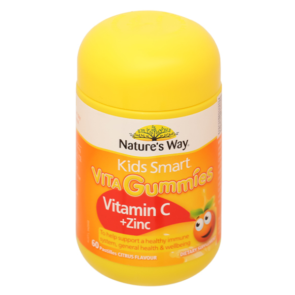Kẹo dẻo Kids Smart Vita Gummies Vitamin C + Zinc tăng cường miễn dịch chai 60 viên