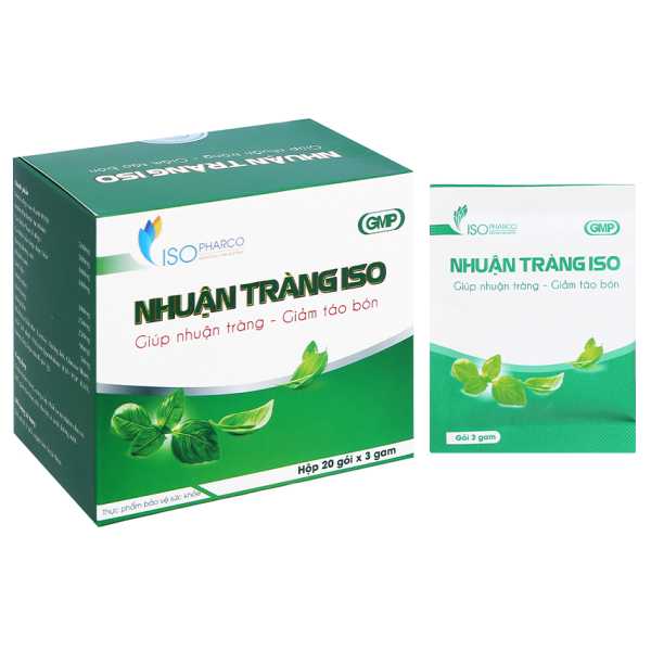 Bột IsoPharco Nhuận Tràng ISO bổ sung chất xơ, giảm táo bón hộp 20 gói x 3g