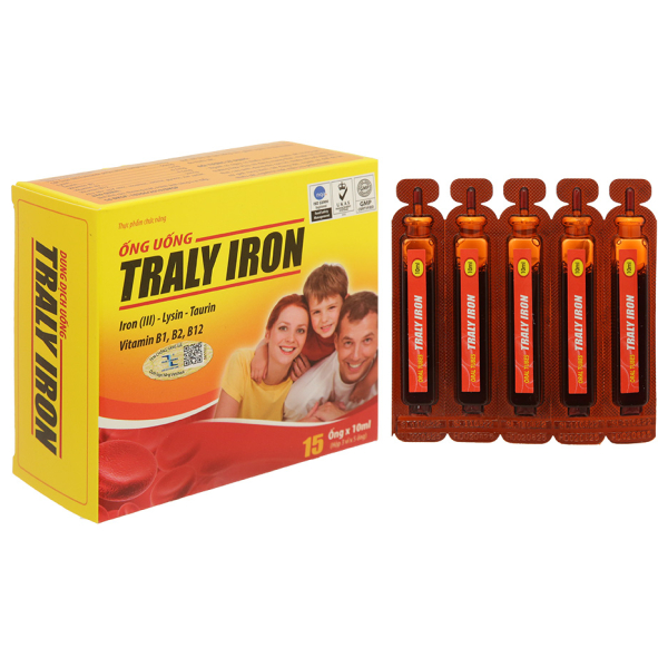 Siro Traly Iron bổ sung sắt, vitamin và khoáng chất hộp 15 ống x 10ml