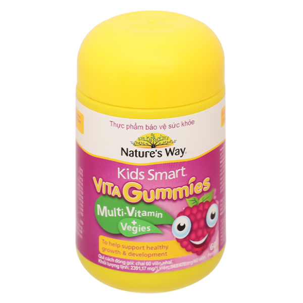 Kẹo dẻo Kids Smart Vita Gummies MultiVitamin bổ sung vitamin chai 60 viên